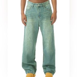 EMMIOL Men’s Baggy Jeans Wide Leg Green Y2K Skater Denim Pants NWT Size L